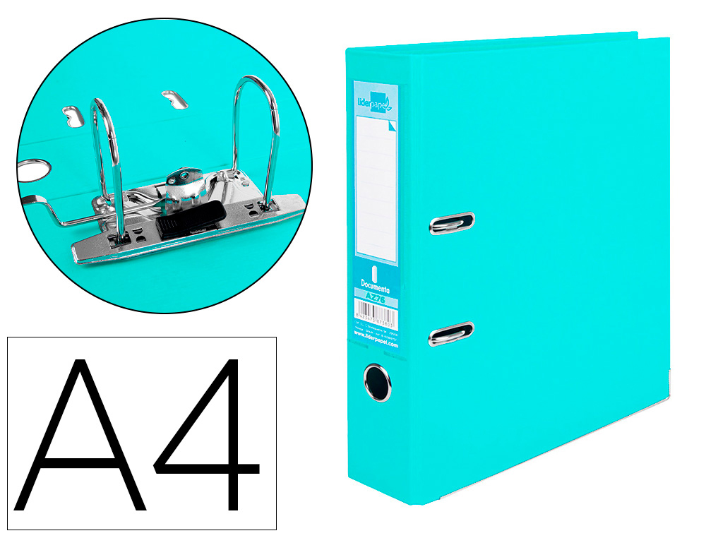 PASTA DE ARQUIVO DE ALAVANCA LIDERPAPEL DOCUMENTA PVC DIN A4 LOMBADA 75 MM VERDE CLARO