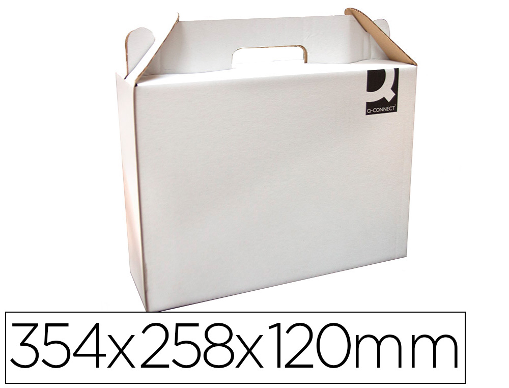 CAIXA TIPO MALA COM ASA Q-CONNECT CARTAO PARA ENVIO E TRANSPORTE COR BRANCO 354X120X258 MM