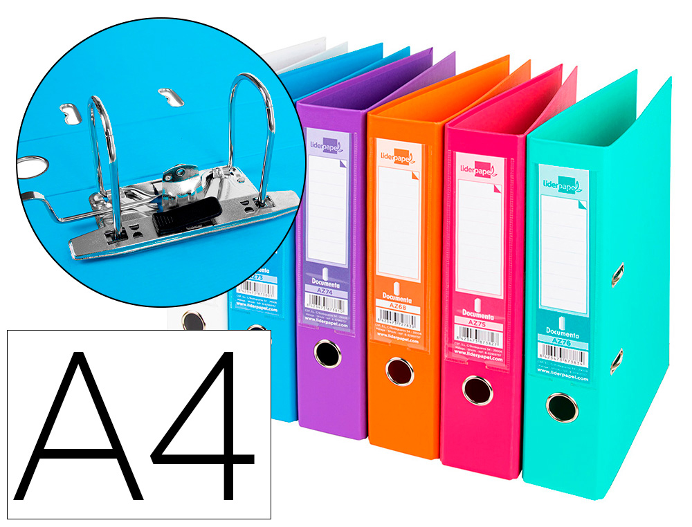 PASTA DE ARQUIVO DE ALAVANCA LIDERPAPEL DOCUMENTA PVC DIN A4 LOMBADA 75 MM CORES SORTIDAS TRENDING BRANCO, LARANJA, CELE