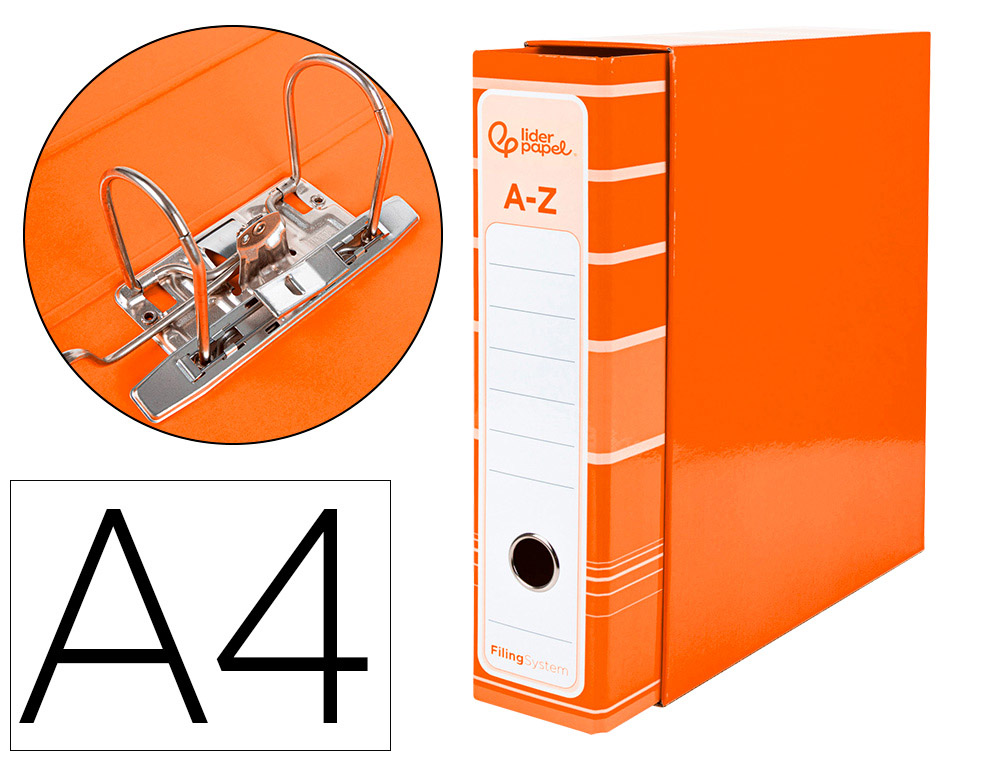 PASTA DE ARQUIVO DE ALAVANCA LIDERPAPEL FILING SYSTEM CARTAO FORRADO DIN A4 COM CAIXA LARANJA
