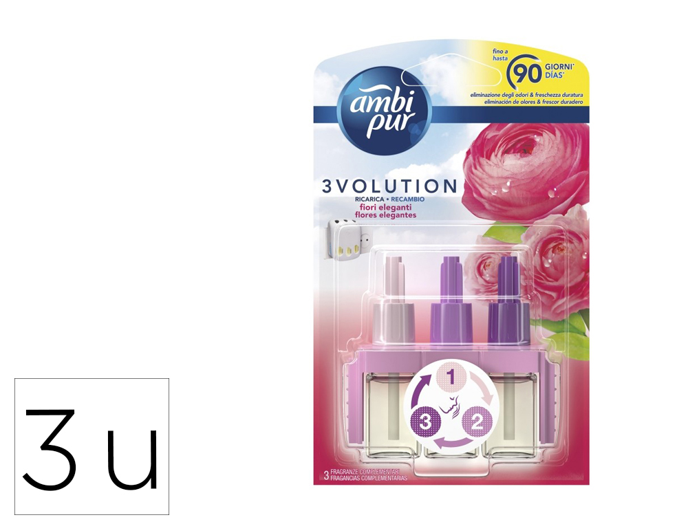 AMBIENTADOR AMBI PUR 3 VOLUTION DELICADAS FLORES ROSA RECARGA 21 ML