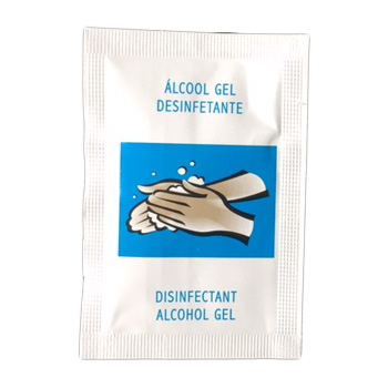 SAQUETA COM GEL DESINFECTANTE 3ML CAIXA 500 UNIDADES